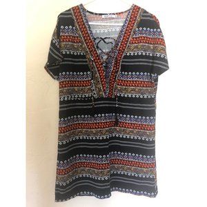 JustFab S/M Lace Up Shift Dress/Bathing Suit Cover